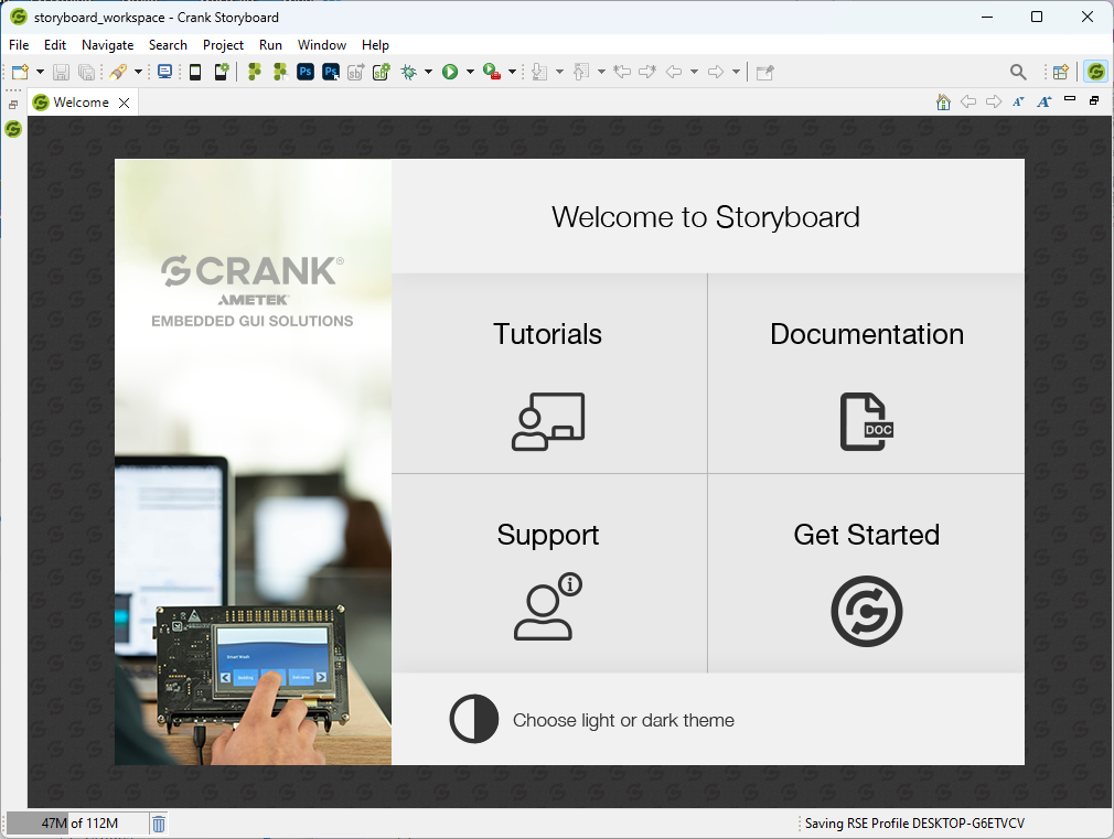 Figure 1: Storyboard workspace